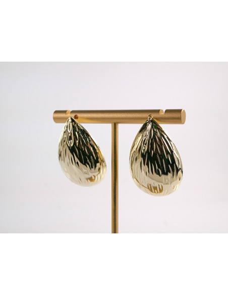 Kolczyki DUŻE ZŁOTE KROPLE ŁEZKI  LOLITA AKCESORIA srebrny sztyft 925