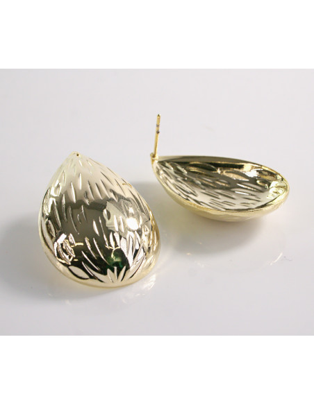 Kolczyki DUŻE ZŁOTE KROPLE ŁEZKI  LOLITA AKCESORIA srebrny sztyft 925