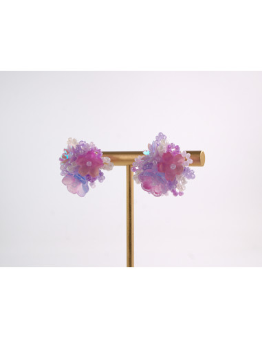 Kolczyki FIOLETOWE PLECIONE KWIATKI   LOLITA...