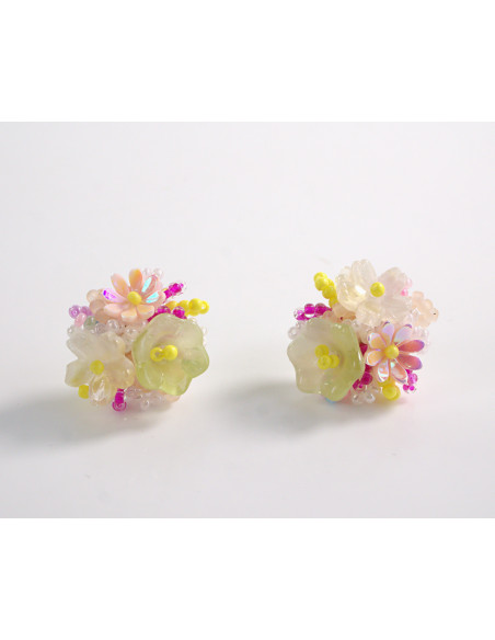 Kolczyki KOLOROWE  PLECIONE KWIATKI  LOLITA AKCESORIA srebrny sztyft 925