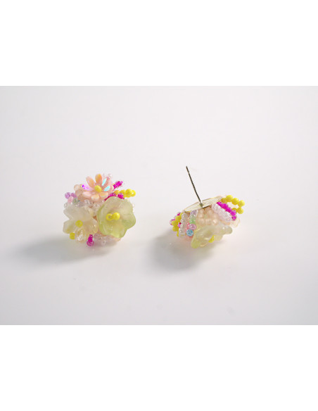 Kolczyki KOLOROWE  PLECIONE KWIATKI  LOLITA AKCESORIA srebrny sztyft 925