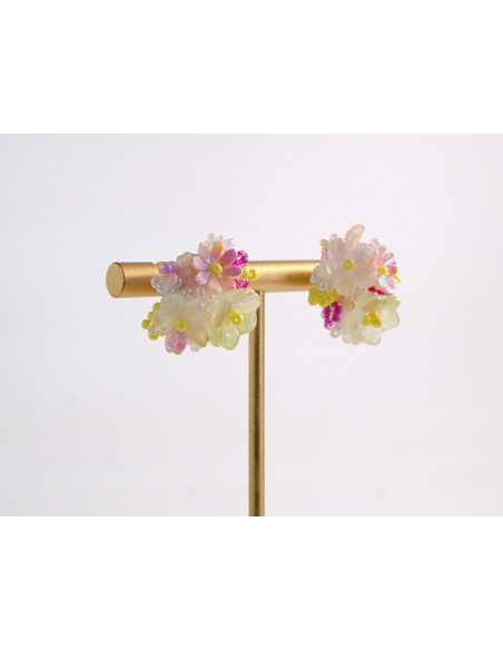 Kolczyki KOLOROWE  PLECIONE KWIATKI  LOLITA AKCESORIA srebrny sztyft 925