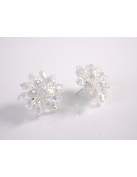 Kolczyki BIAŁE KWIATKI  KWIATY LOLITA AKCESORIA srebrny sztyft 925