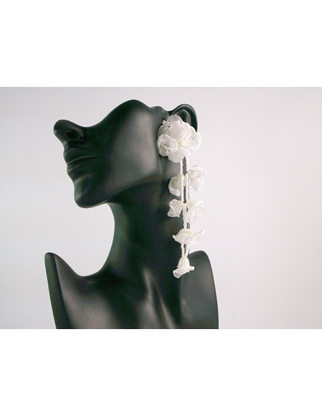 Kolczyki DŁUGIE KWIATY WIECZOROWE XL MAXI LOLITA AKCESORIA sztyft 925