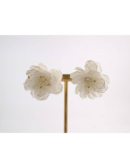 Kolczyki BIAŁE KWIATKI  KWIATY LOLITA AKCESORIA srebrny sztyft 925