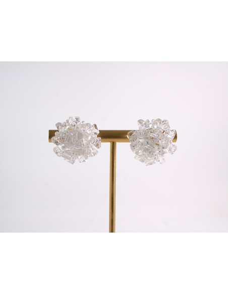 Kolczyki BIAŁE KWIATKI PLECIONE KWIATY LOLITA AKCESORIA srebrny sztyft 925