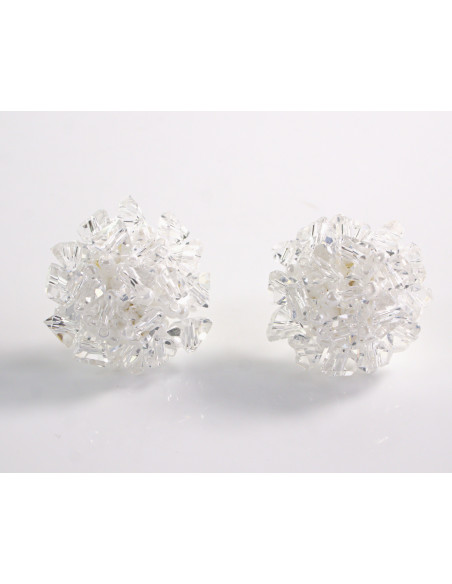 Kolczyki BIAŁE KWIATKI PLECIONE KWIATY LOLITA AKCESORIA srebrny sztyft 925