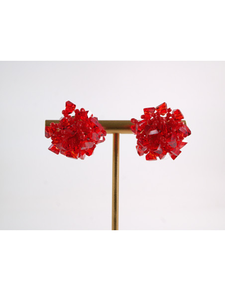 Kolczyki CZERWONE KWIATKI  KWIATY LOLITA AKCESORIA srebrny sztyft 925