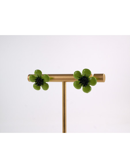 Kolczyki ZIELONE KWIATKI  LOLITA AKCESORIA srebrny sztyft 925