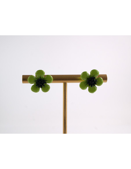 Kolczyki ZIELONE KWIATKI  LOLITA AKCESORIA srebrny sztyft 925