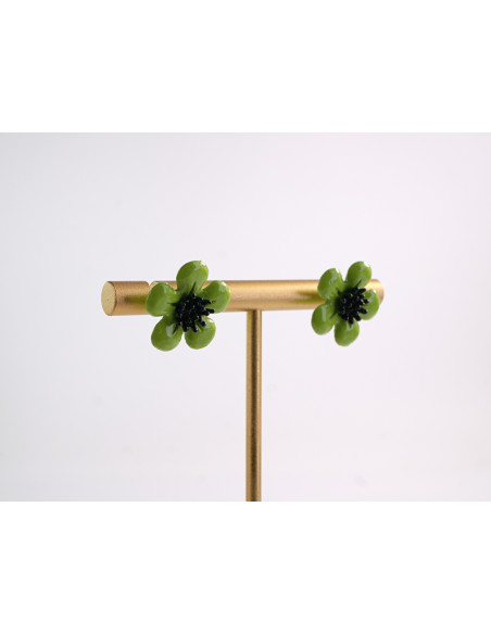 Kolczyki ZIELONE KWIATKI  LOLITA AKCESORIA srebrny sztyft 925