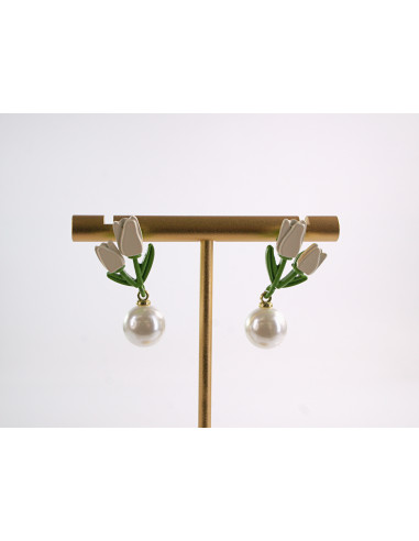 Kolczyki TULIPANY Z PERŁĄ KWIATKI  LOLITA...