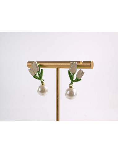 Kolczyki TULIPANY Z PERŁĄ KWIATKI  LOLITA...