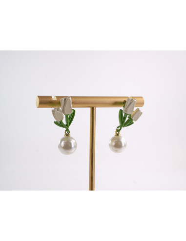 Kolczyki TULIPANY Z PERŁĄ KWIATKI  LOLITA...