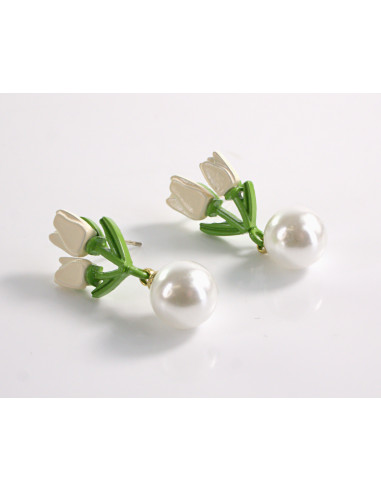 Kolczyki TULIPANY Z PERŁĄ KWIATKI  LOLITA...