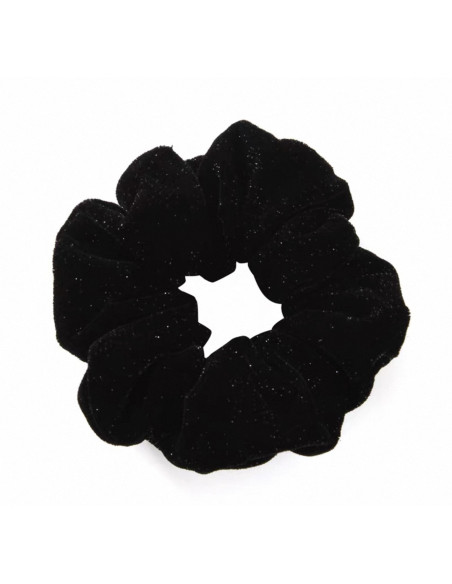 SCRUNCHIE MEGA DUŻA XXXL AKSAMITNA Z BROKATEM ŚREDNICA 16-18 CM CZARNY