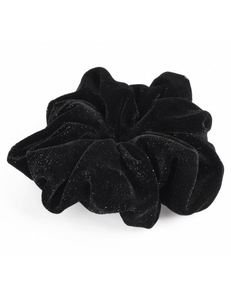 SCRUNCHIE MEGA DUŻA XXXL AKSAMITNA Z BROKATEM ŚREDNICA 16-18 CM CZARNY