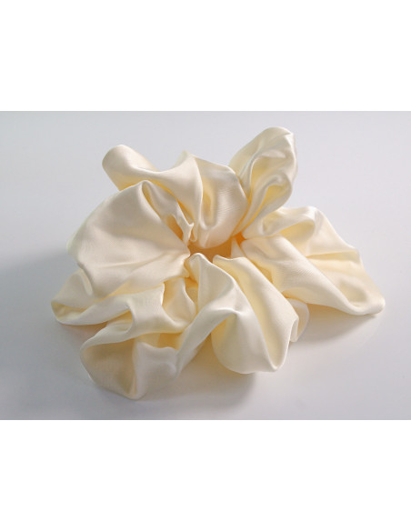 SCRUNCHIE SATYNOWA MEGA DUŻA XXXL SATYNA ŚREDNICA 16-18 CM BIAŁY KREMOWY