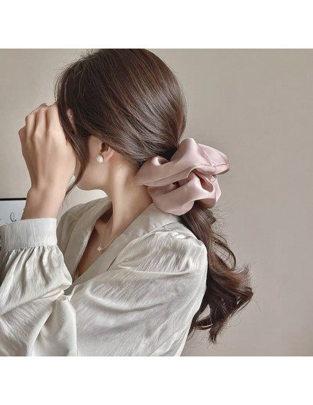 SCRUNCHIE SATYNOWA MEGA DUŻA XXXL SATYNA ŚREDNICA 16-18 CM BIAŁY KREMOWY