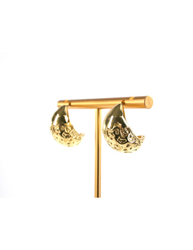 Kolczyki ZŁOTE TŁOCZONE ŁEZKI KROPLE  STAL...