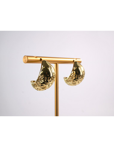 Kolczyki ZŁOTE TŁOCZONE ŁEZKI KROPLE  STAL...