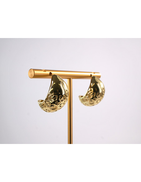 Kolczyki ZŁOTE TŁOCZONE ŁEZKI KROPLE  STAL CHIRURGICZNA LOLITA AKCESORIA