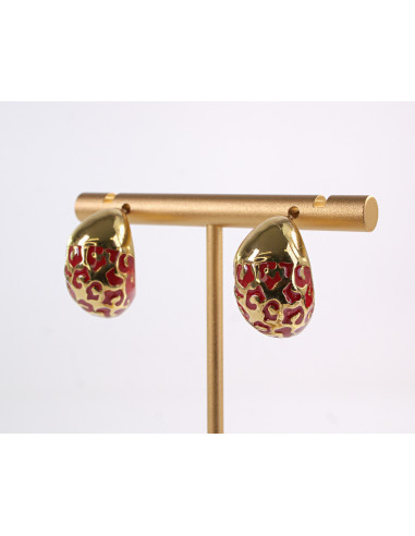 Kolczyki ZŁOTE TŁOCZONE ŁEZKI KROPLE  STAL...