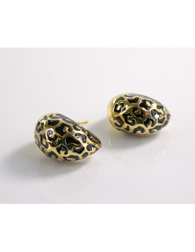 Kolczyki ZŁOTE TŁOCZONE ŁEZKI KROPLE  STAL...