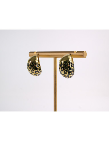 Kolczyki ZŁOTE TŁOCZONE ŁEZKI KROPLE  STAL...