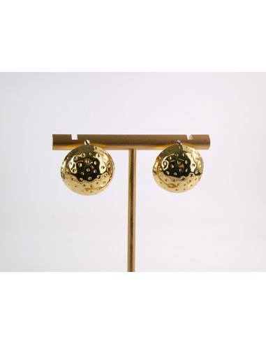 Kolczyki ZŁOTE TŁOCZONE GUZIKI  STAL...