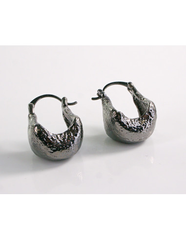 Kolczyki GRAFITOWE TŁOCZONE KOSZYCZKI  STAL...