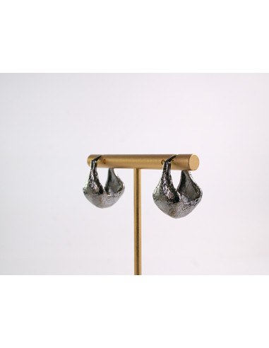 Kolczyki GRAFITOWE TŁOCZONE KOSZYCZKI  STAL...