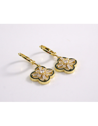 Kolczyki ROZETY Z CYRKONIAMI ZAPĘCIE STAL...