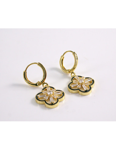 Kolczyki ROZETY Z CYRKONIAMI ZAPĘCIE STAL...