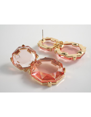 Kolczyki RÓZOWE VINTAGE  SZTYFT STAL...