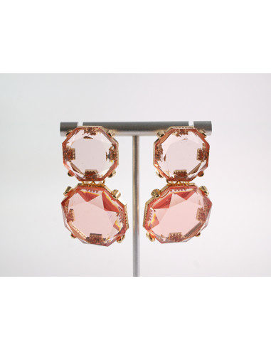 Kolczyki RÓZOWE VINTAGE  SZTYFT STAL...