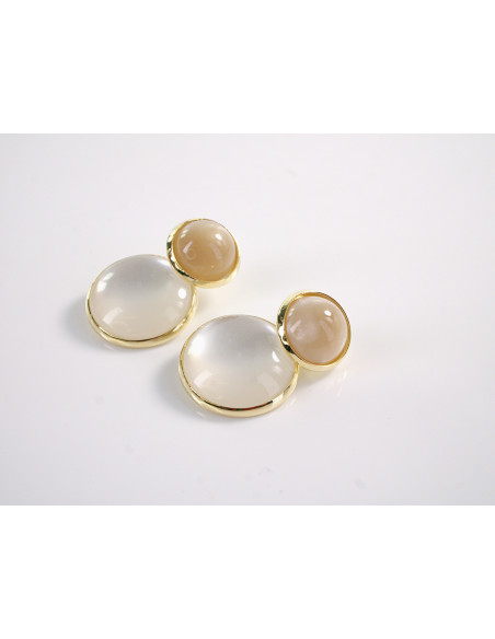 Kolczyki BEŻOWE ELEGANCIE GUZIKI  LOLITA AKCESORIA srebrny sztyft 925