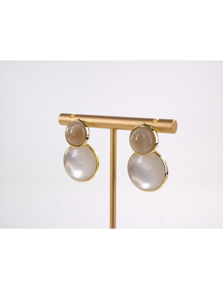 Kolczyki BEŻOWE ELEGANCIE GUZIKI  LOLITA AKCESORIA srebrny sztyft 925