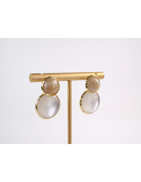 Kolczyki BEŻOWE ELEGANCIE GUZIKI  LOLITA AKCESORIA srebrny sztyft 925