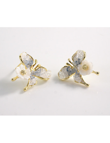 Kolczyki FIOLETOWE KWIATKI KWIATUSZKI   LOLITA AKCESORIA srebrny sztyft 925