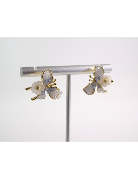 Kolczyki FIOLETOWE KWIATKI KWIATUSZKI   LOLITA AKCESORIA srebrny sztyft 925