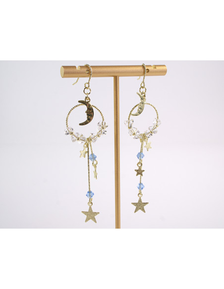 Kolczyki DŁUGIE MAXI GWIAZDKI LOLITA AKCESORIA srebrny sztyft 925