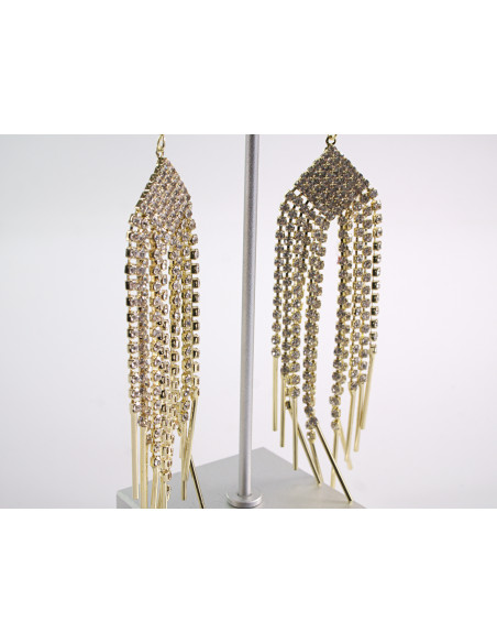 Kolczyki ELEGANCKIE DŁUGIE Z CYRKONIAMI LOLITA AKCESORIA srebrny sztyft 925