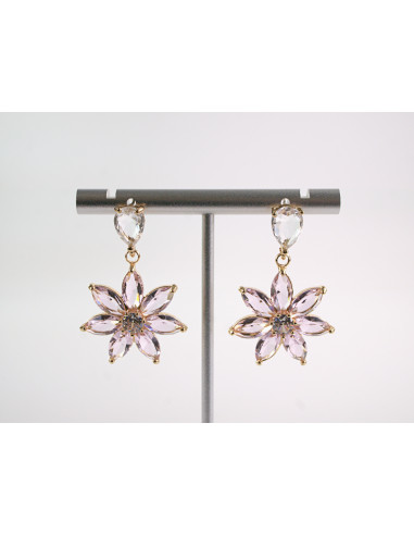 Kolczyki RÓZOWE KWIATY SZTYFT STAL CHIRURGICZNA...