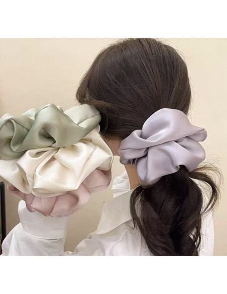 SCRUNCHIE SATYNOWA MEGA DUŻA XXL SATYNA ŚREDNICA 16 CM NIEBIESKI