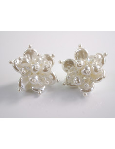 Kolczyki PERŁOWE KWIATY KWIATKI SREBRNY SZTYFT 925 LOLITA...