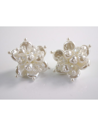 Kolczyki PERŁOWE KWIATY KWIATKI SREBRNY SZTYFT...