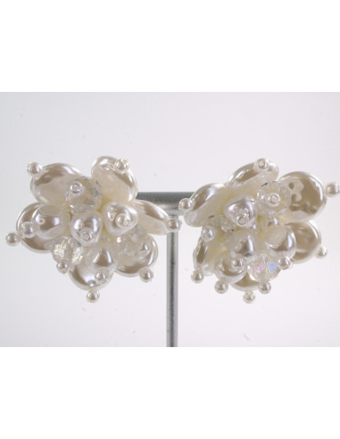 Kolczyki PERŁOWE KWIATY KWIATKI SREBRNY SZTYFT...
