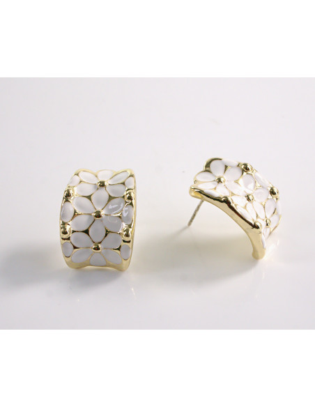 Kolczyki  KWIATY KWIATKI SREBRNY SZTYFT 925 LOLITA AKCESORIA BIAŁY