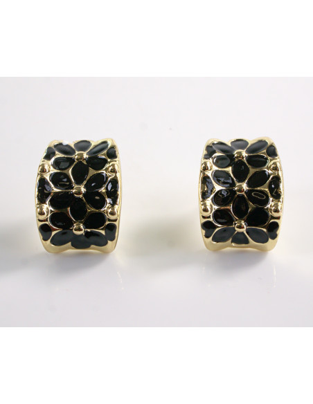 Kolczyki  KWIATY KWIATKI SREBRNY SZTYFT 925 LOLITA AKCESORIA CZARNY